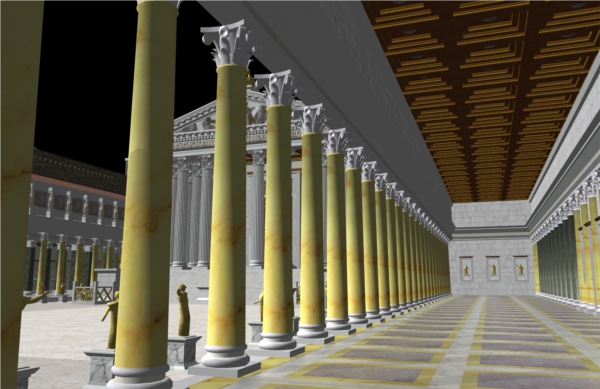 Image from the University of Reading's Virtual Rome research project showing Forum Augustum inside portico built by the emperor Augustus. 