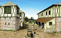 Reconstruction picture of buildings in Insula IX