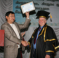 Dr Trevor Davies been awarded an Honorary Professorship by Semey State University in Kazakhstan.