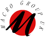 The Macro Group (UK) logo, consisting of a red atom overlain with a black script 'M'.