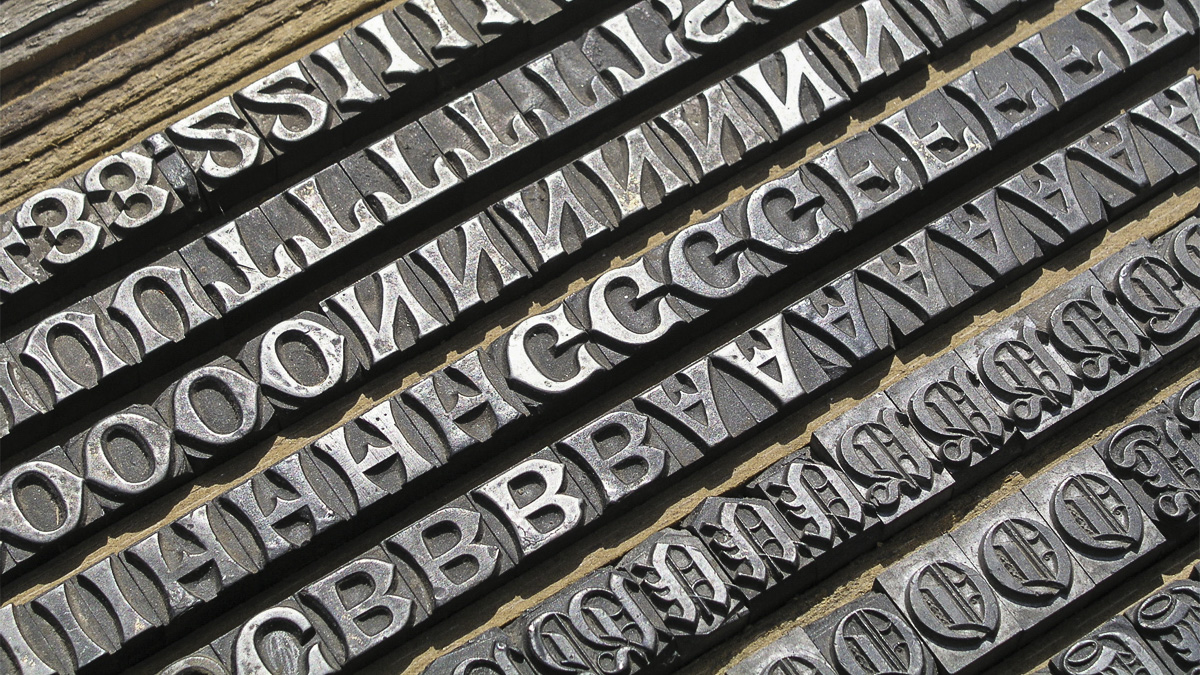 Lettering printing blocks in historic type designs, part of the Typography collections