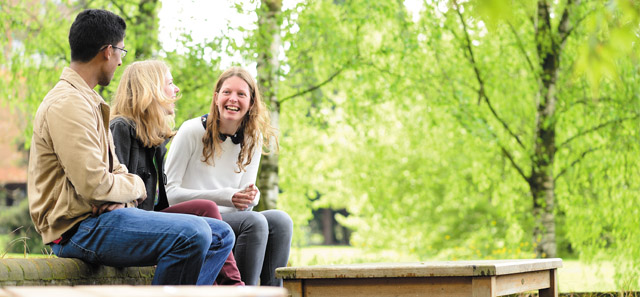 Students laughing outside