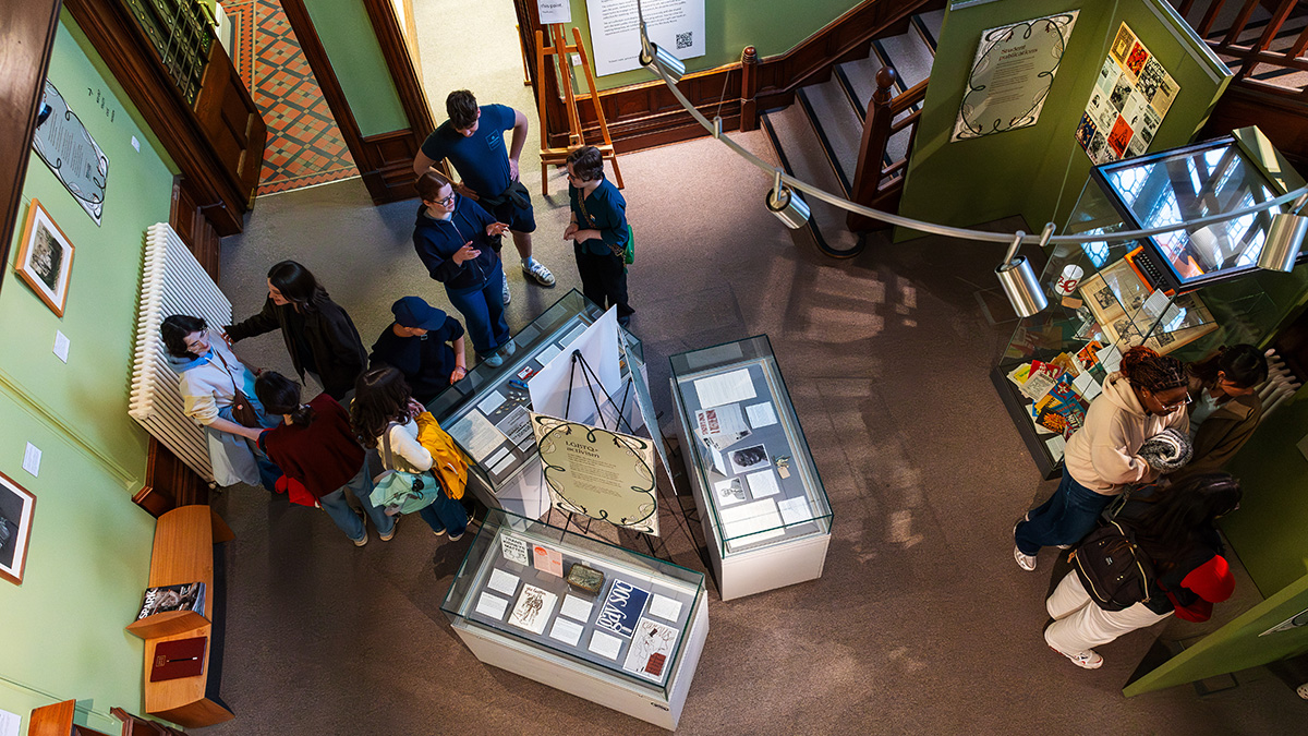 Birdseye view of museum exhibits