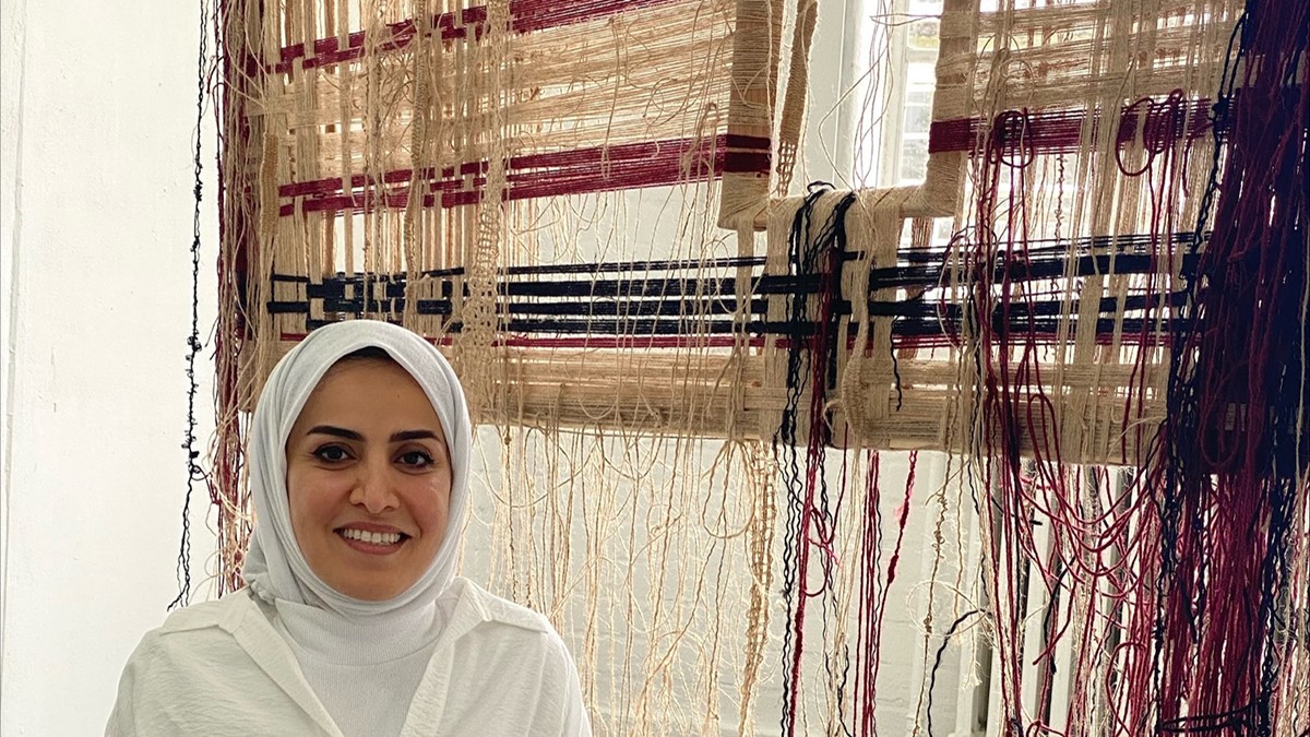 International student, Amani Taresh and her Al Sadu weaving, Reading School of Art