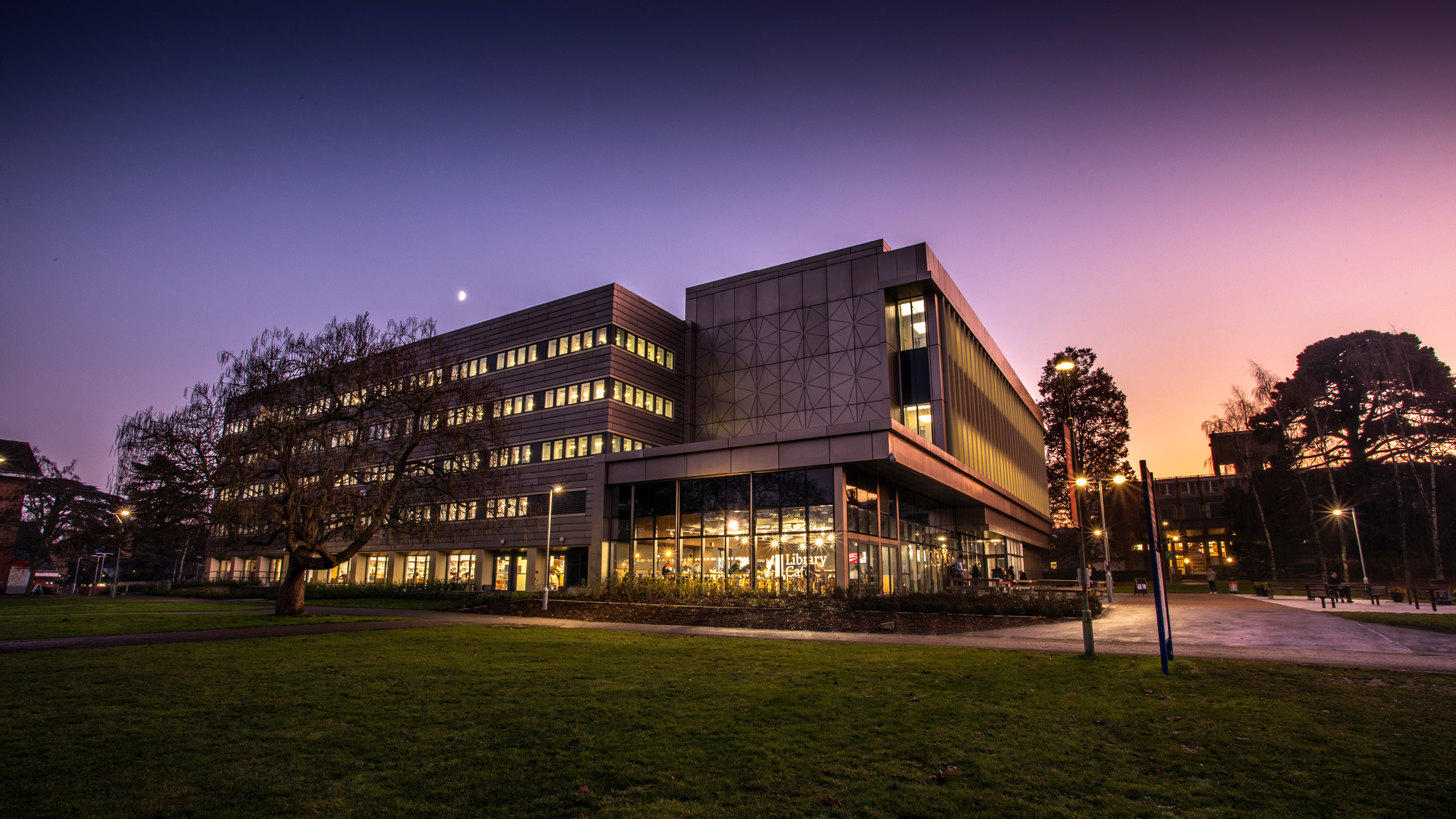 University library at night