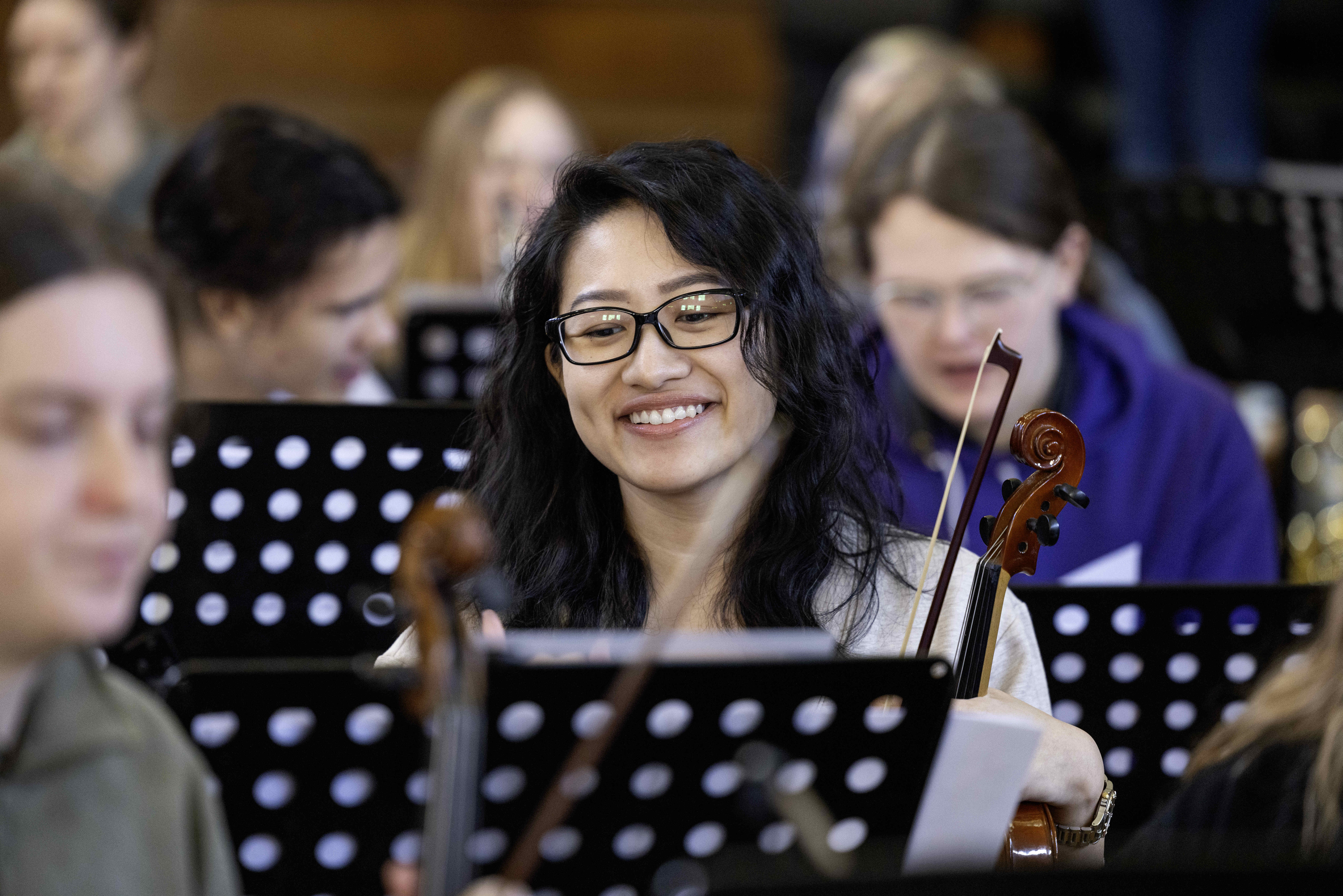 Student playing violin