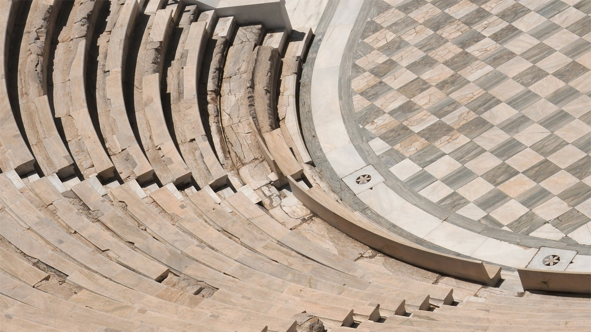 aerial view of a greek theatre
