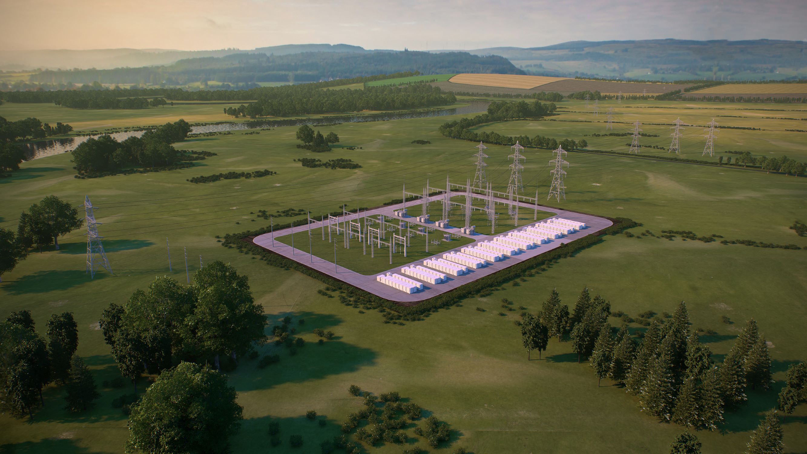 Aerial view of a power station