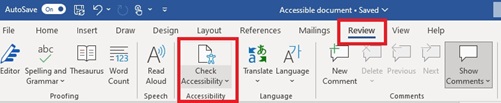 Microsoft Word accessibility checker