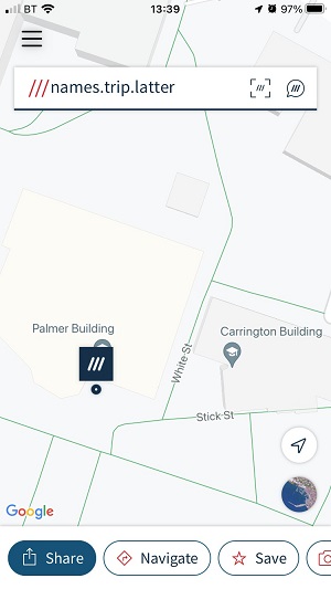 what3words app screen
