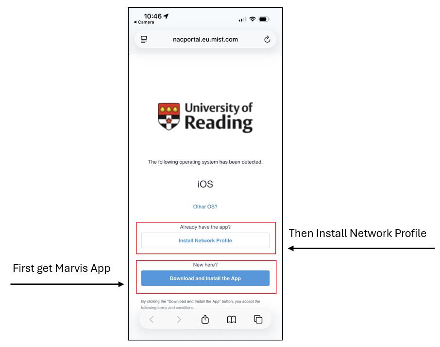 Juniper portal buttons screenshot