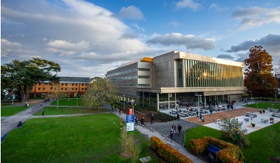 aerial view of library building