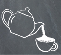 Vector graphic of a teapot pouring tea into a cup