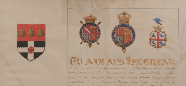 The original Grant of Arms for Reading University College