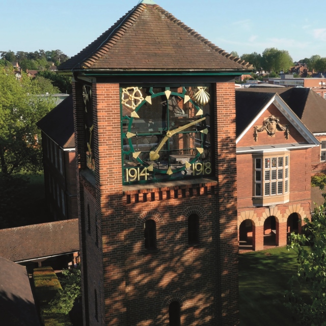The University clock tower. A memorial to those who ides in the First World War
