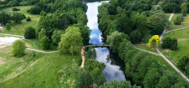 Aerial view of Whiteknights lake