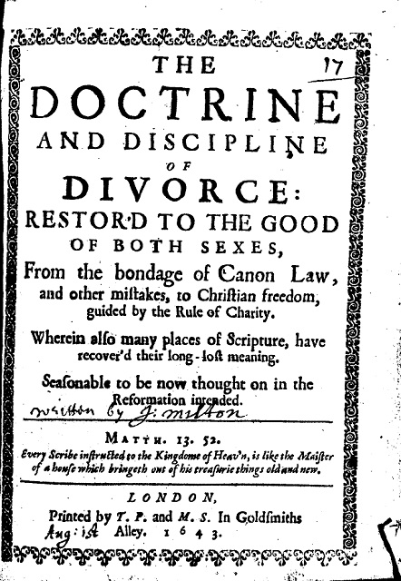 Milton's doctrine and discipline of divorce