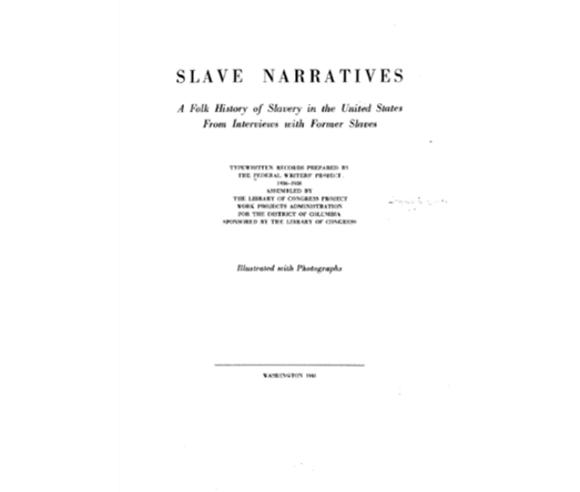 Cover of publication with title Slave Narratives