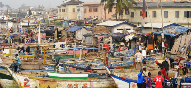 Busy dockside in Ghana