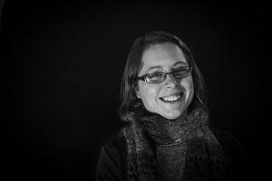 black and white image of Prof Hannah Cloke