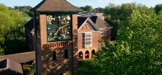 The London Road campus clock tower from clock height.