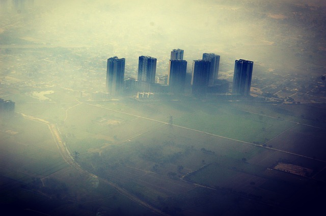 Buildings in smog