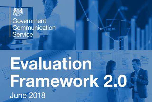 Graphic reads: Government communication service Evaluation Framework 2.0, June 2018