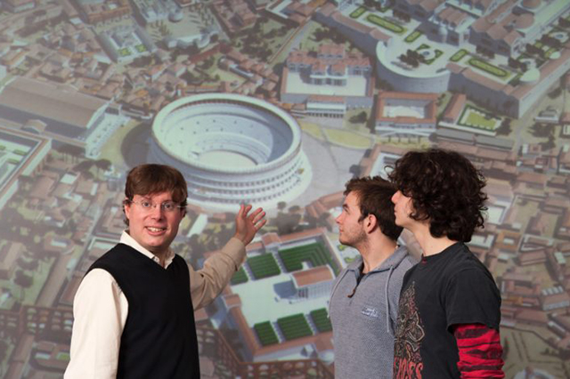 Professor Nicholls shows virtual Rome to students