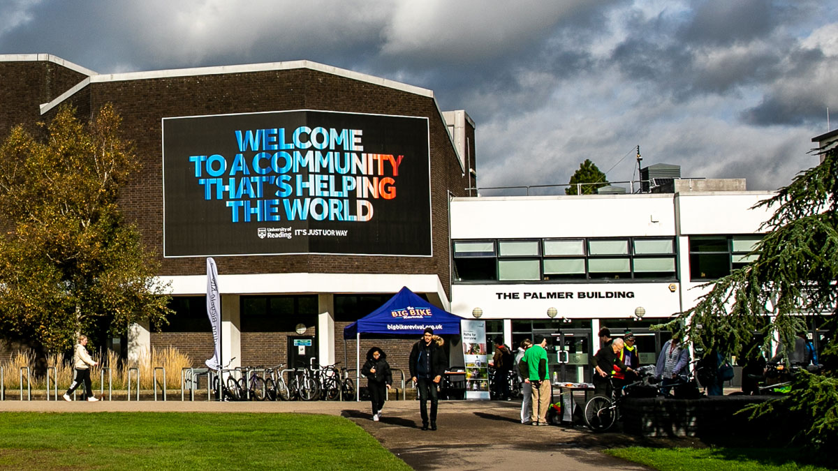 Frontal view of Palmer Building at Whiteknights campus