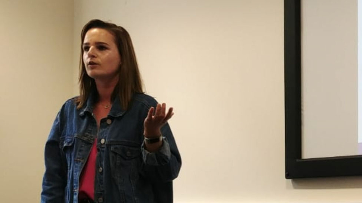 Megan Sullivan lecturing