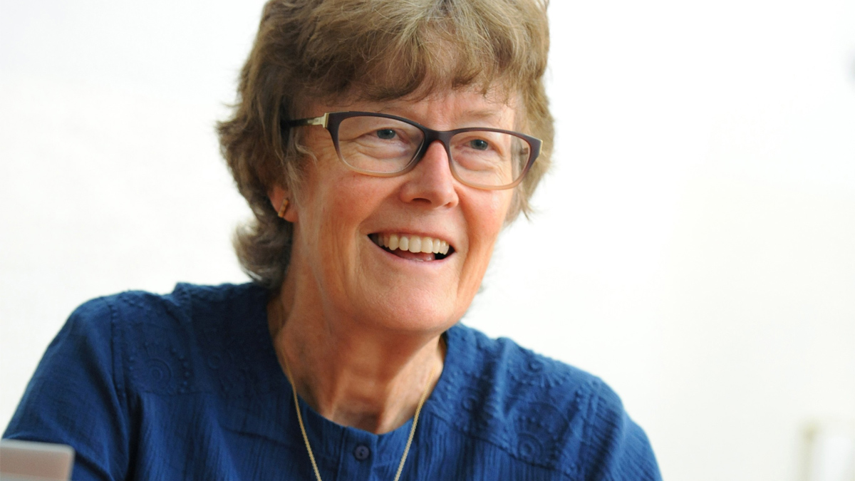 Portrait of Professor Wendy Carlin on a white background