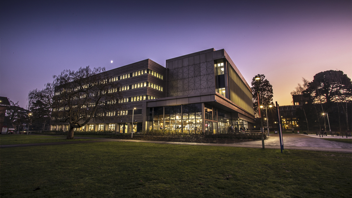 photograph of Reading library at night