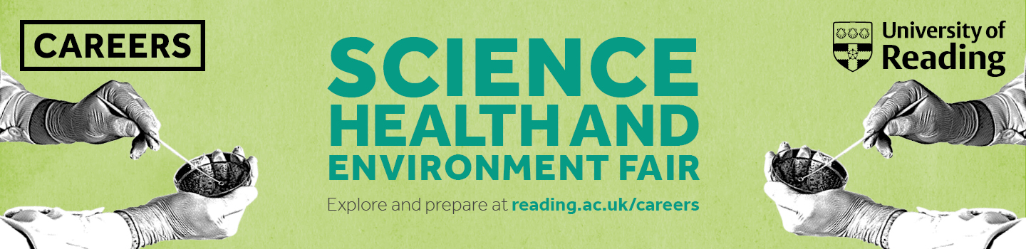 Science Health and Environment fair banner with green background and petri dish