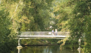 Friends Bridge over the lake on Whiteknights Campus