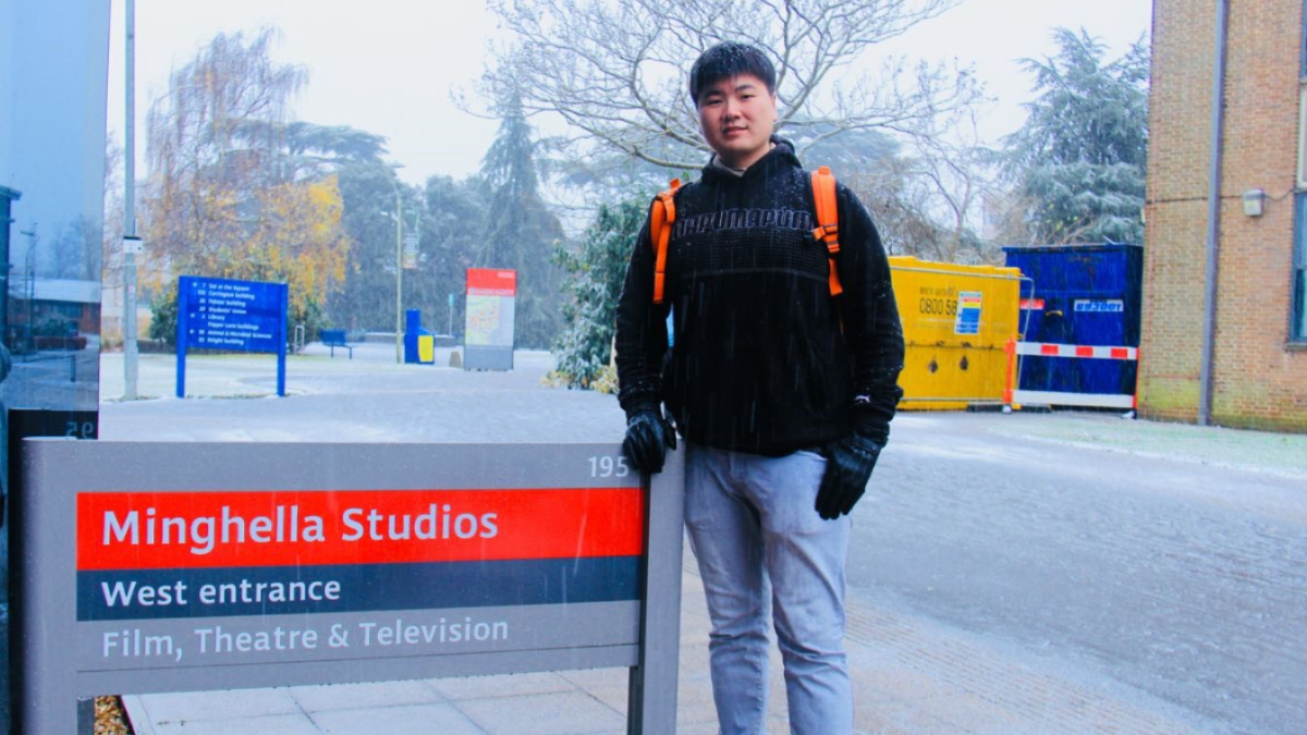 Roger Hu outside Minghella Studios