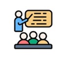 icon showing instructor teaching a class of learners
