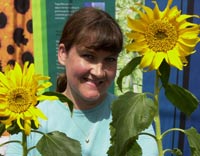 Sarah Swan with sunflowers