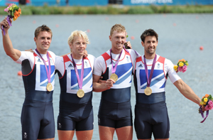 Reading graduate Alex Gregory (3rd from left) and his men's four crewmate