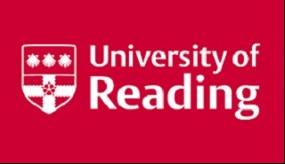 University of Reading logo in white against a red background