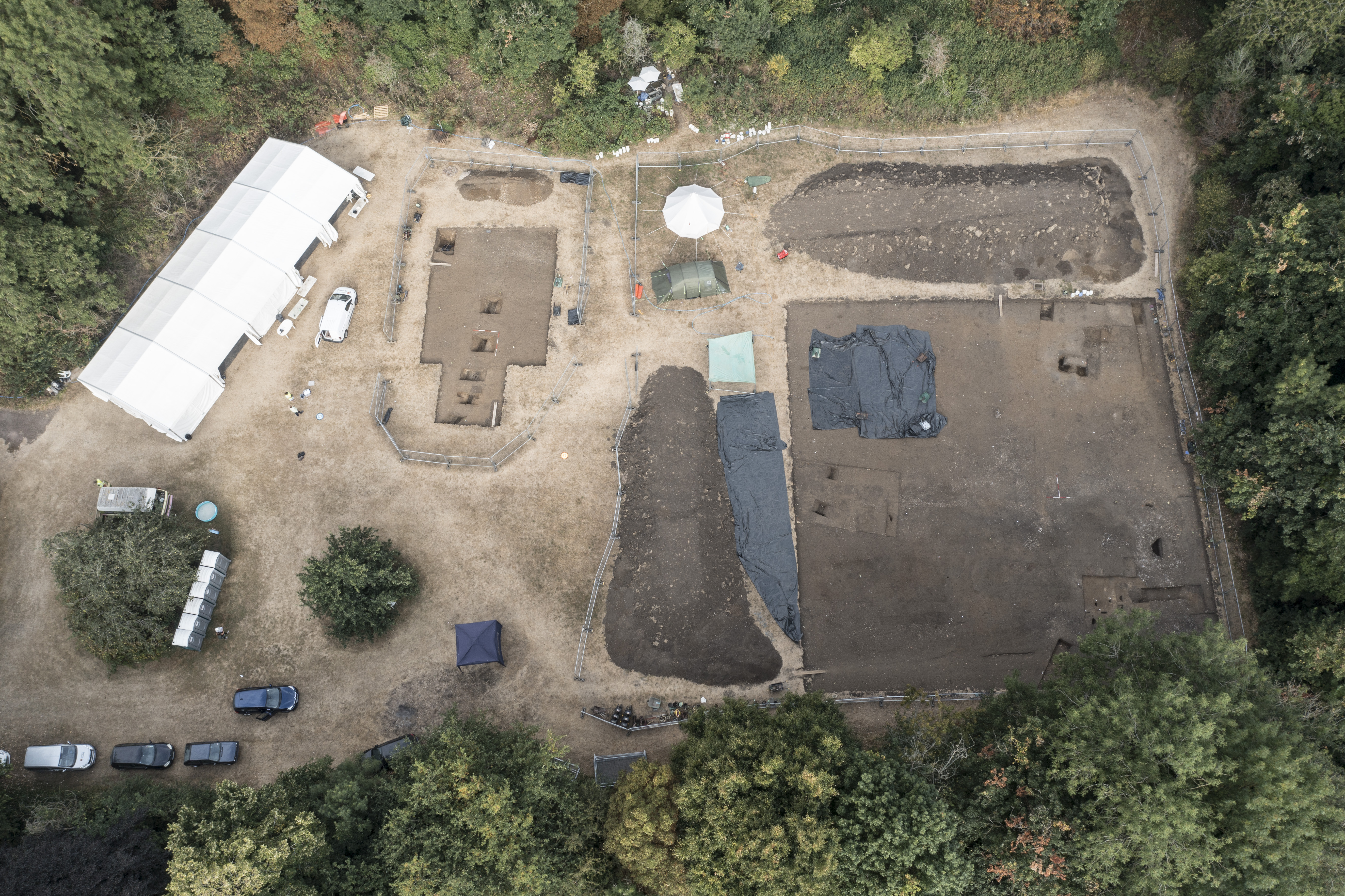 Aerial view of the Cookham monastery excavation