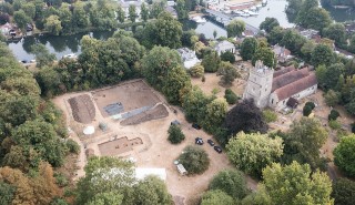 Aerial view of the Cookham monastery Archaeology Summer School 2022 excavation