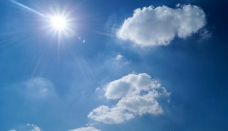 Bright sunshine and clouds in the sky