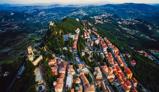 An arial photograph of a mountain in San Marino, Southern Europe