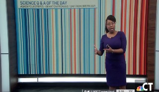 The climate stripes on an NBC weather report on 21 June 2022