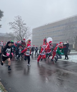 Children taking part in the Mini Santa and Elf Run
