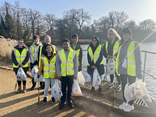 University staff and students doing a litter pick