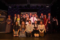 The winners of the inaugural Celebration of Volunteering awards, with the University's Chancellor and Vice-Chancellor