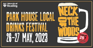 Poster for the Neck of the Woods drinks festival being hosted by the University on 26-27 May