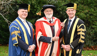 From left to right, Vice Chancellor Professor Robert Van De Noort, Martin Andrews and Chancellor Paul Lindley 