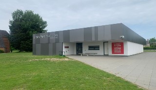 An exterior image of the SportsPark Pavilion